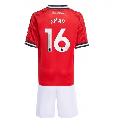 Lacne Dětský Futbalové dres Manchester United Amad Diallo #16 2025-26 Krátky Rukáv - Domáci (+ trenírky)